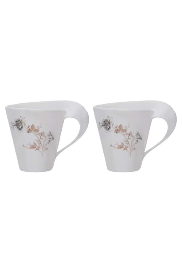 Shallow Porcelain Mug 2 Piece, White