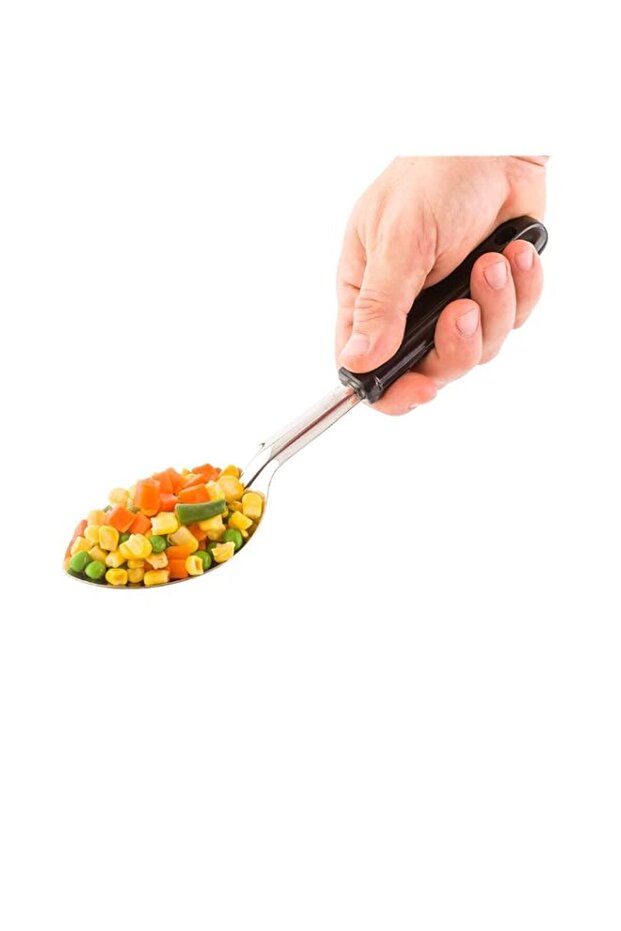 Restaurantware Solid Buffet Spoon, Serving Spoon - Stainless Steel with Black Plastic Handle 11" 1ct Box Met Lux