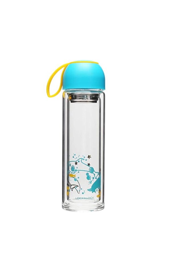 Lock & Lock Natural Glass Water Bottle 350ml Blue HLLG654BLU