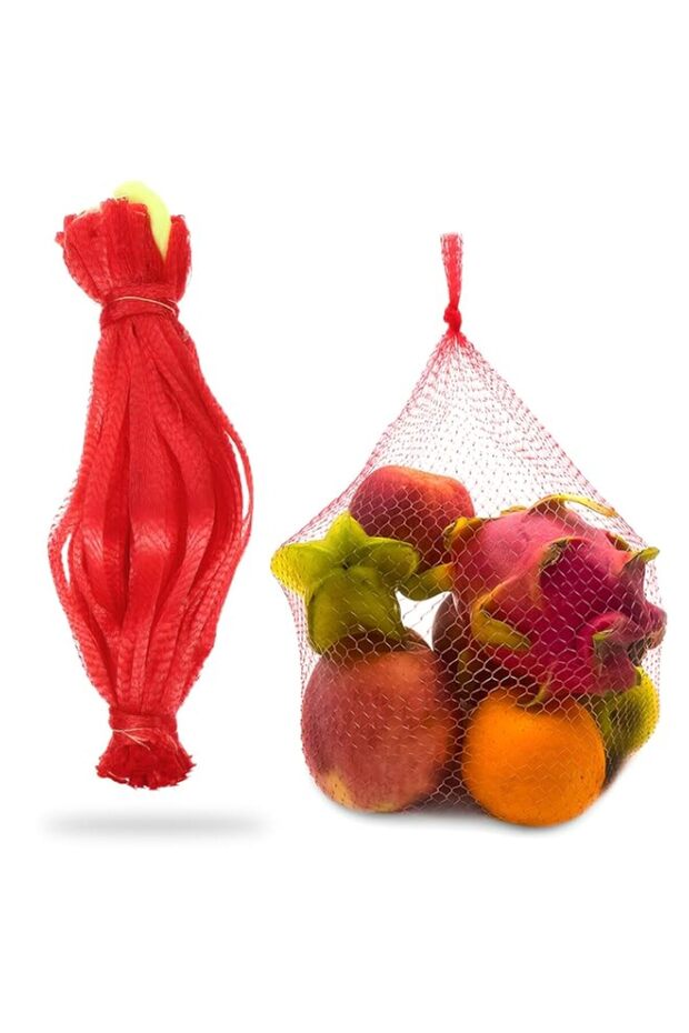 DIMROM jenifer2015 Reusable Produce Single Drawstring Mesh Bag/Plastic Mesh Produce and Seafood, 24", Package of 100(Red)