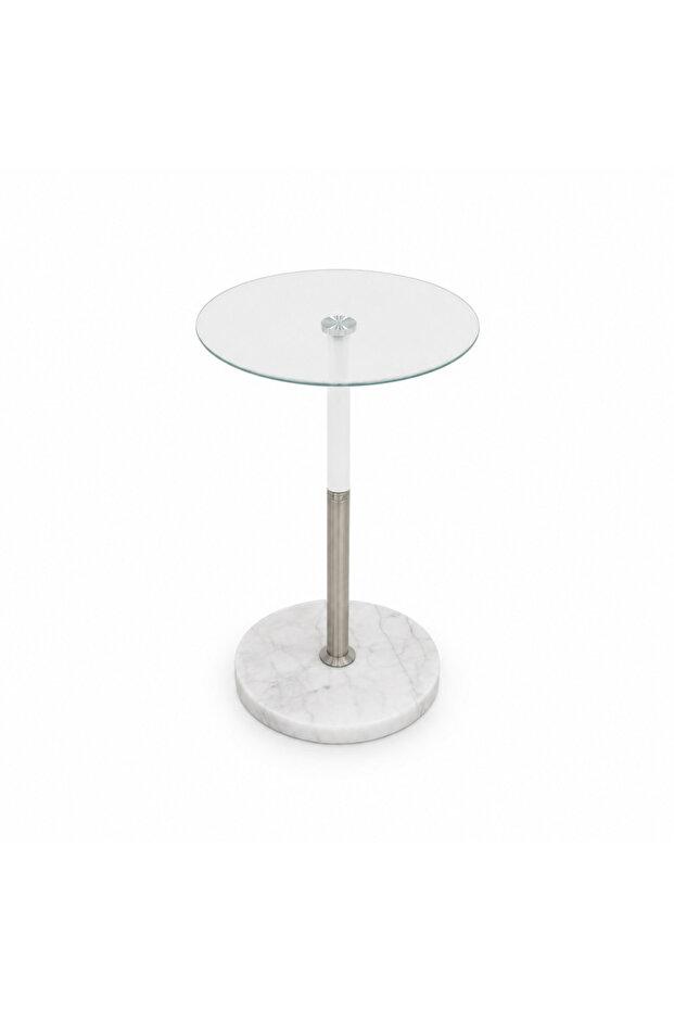 35X35 cm Silver Artificial Marble Side Table