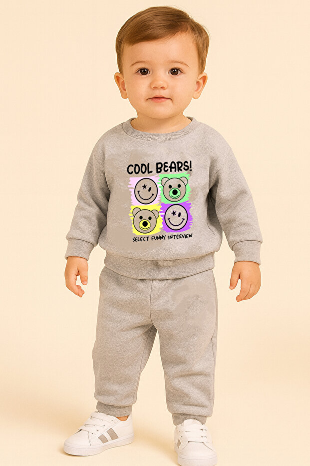 Boy's Sweatshirt Set Gray Cool Bears