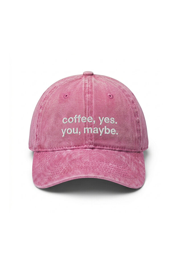Coffee Yes, You Maybe Embroidered Cotton Fabric Washable Hat / Coffee Yes You Maybe Embroidered Adjustable Style Hat