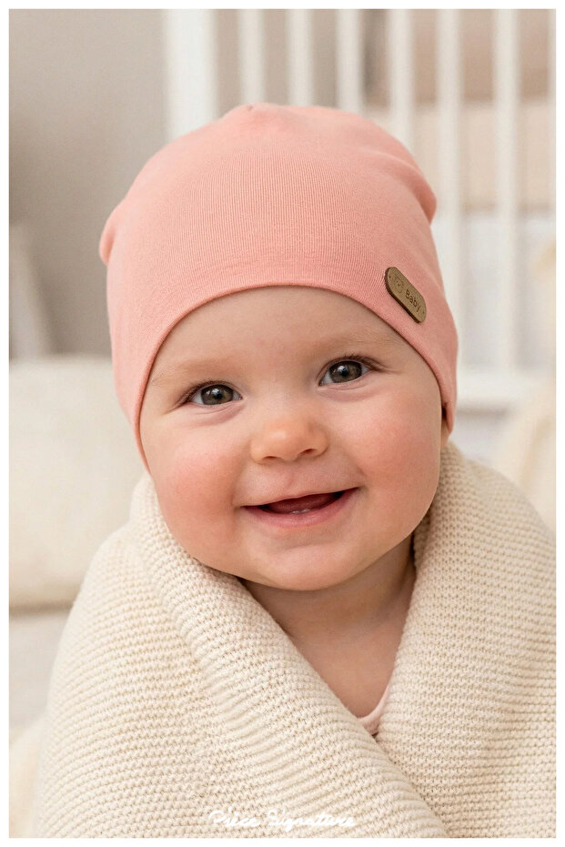 100% Cotton Double Layer Combed Cotton Beanie for Baby Girls (0-18 Months)