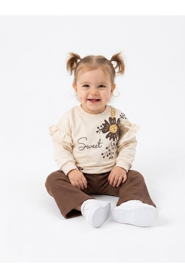 2-Piece Baby Girl Set with Cotton Ruffles and Floral Details