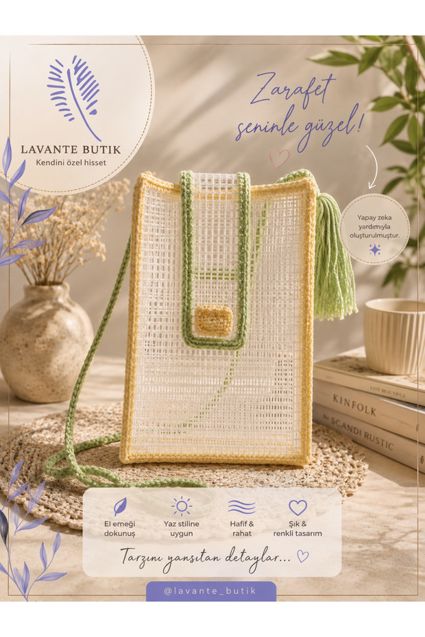 Hand Knitted Women's Canvas Phone Bag Crossbody Phone and Wallet Women's Bag