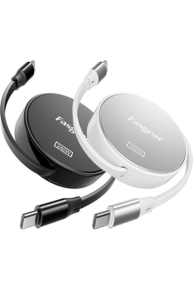 شاحن من فاسجير بتقنية USB، متوافق مع آيفون 15 برو وآيباد برو 2022 وجوجل بيكسل فولد/8، كيبل قابل للسح