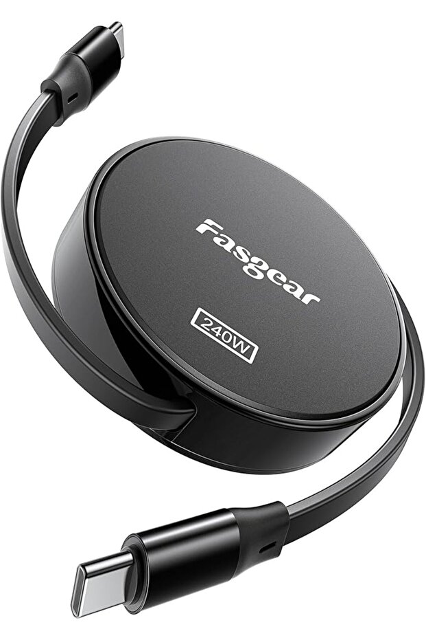 شاحن من فاسجير بتقنية USB، متوافق مع آيفون 15 برو وآيباد برو 2022 وجوجل بيكسل فولد/8، كيبل قابل للسح