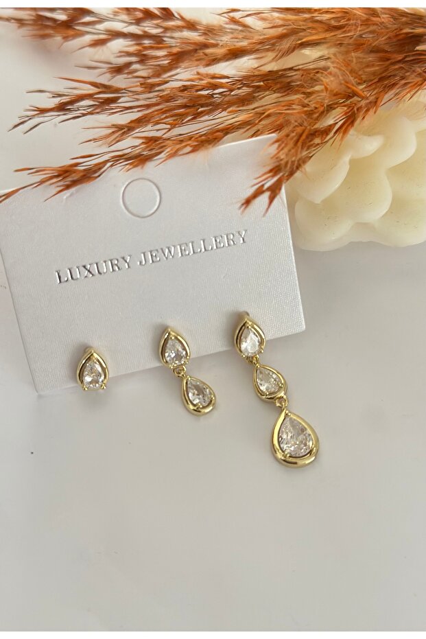 Single Stone 3-Piece Earring Set