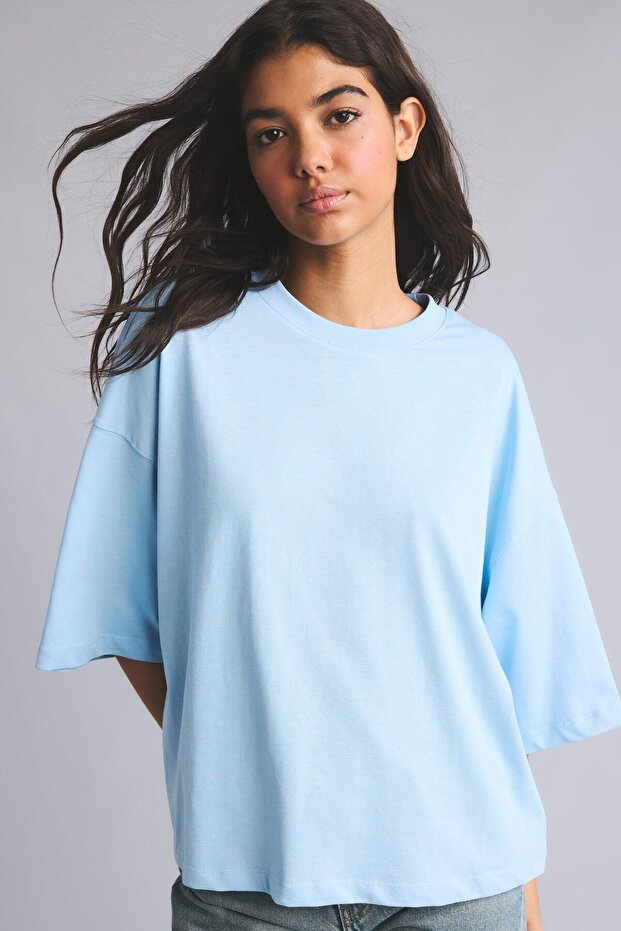 100% Cotton Loose Fit Crew Neck Short Sleeve T-Shirt I2414Ax26Au