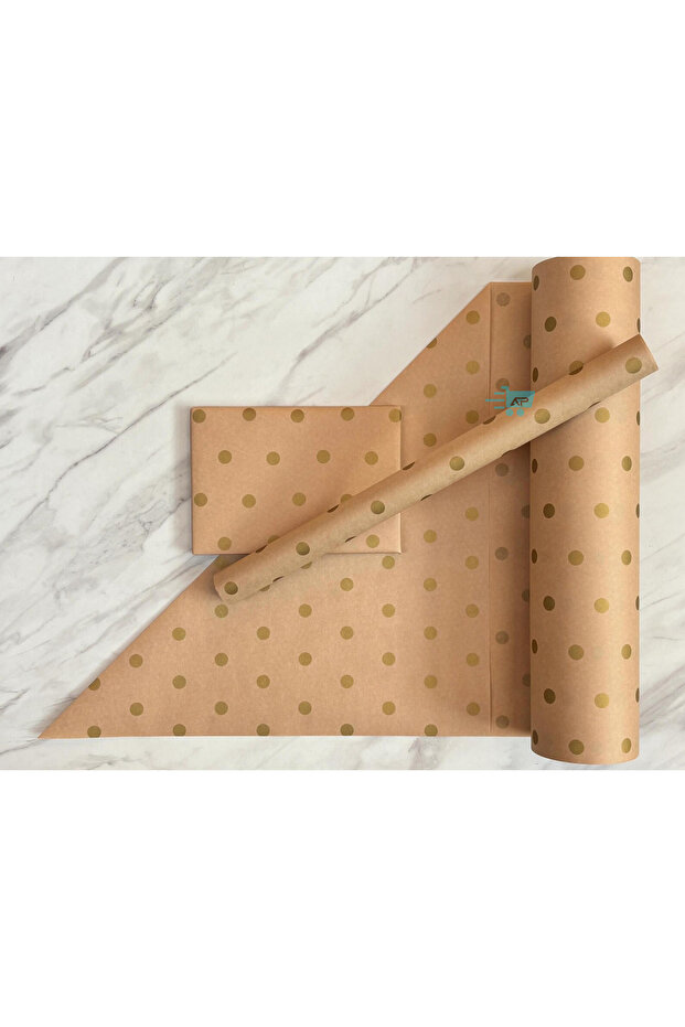 Gold Color Polka Dot Kraft Gift Wrapping Paper 35X100 cm 5 Pieces