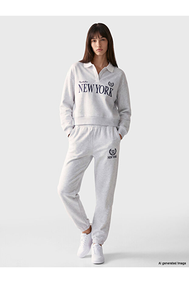 Esvab • Modern & Distinctive Embroidered Women's Thick Jogger Sweatpants