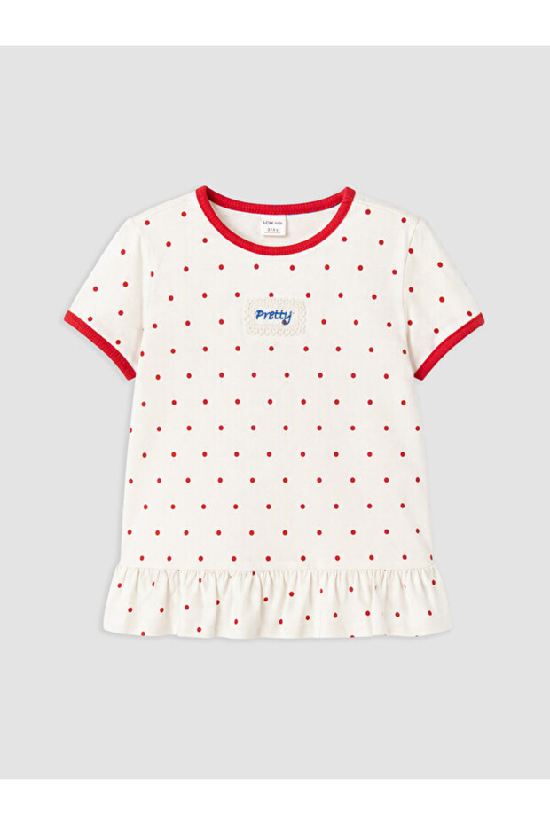 Polka Dot Embroidered Ruffle Girl's T-Shirt from Uzg Store for Style Enthusiasts