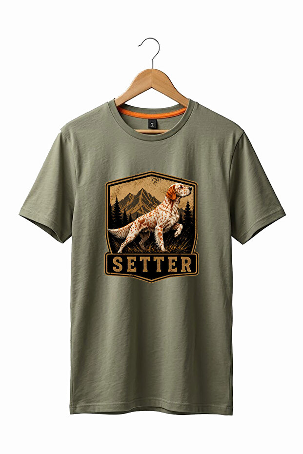 Hunting Hunting Setter Hunter Dog Printed 100% Cotton Crew Neck Basic Tshirt