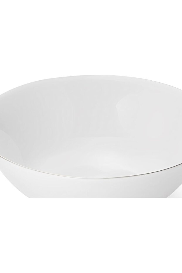Handmade 2mm Platinum Rim Soup Plate - Elegant 8" Fine Dining Bowl