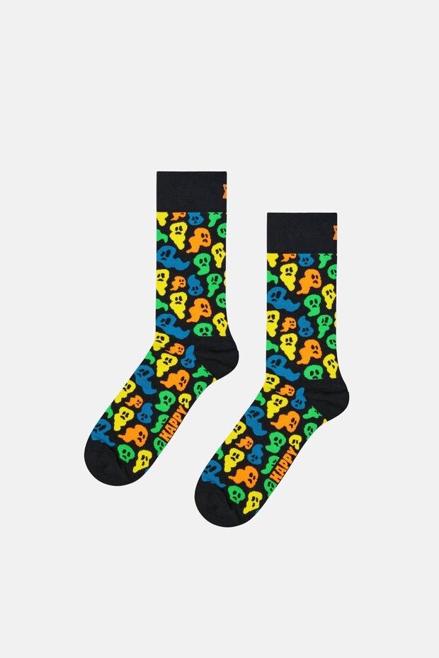 - Black Ghost Patterned Cotton Socks