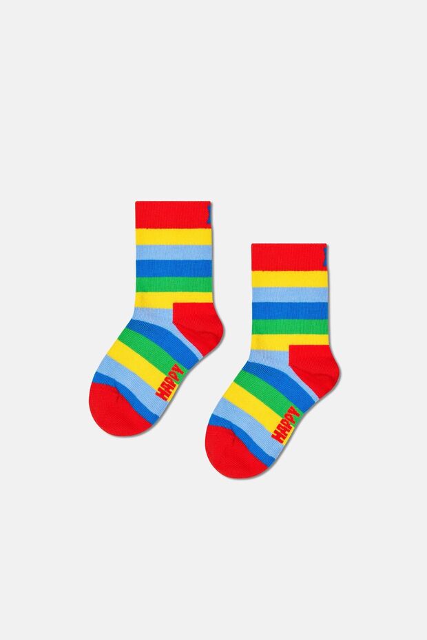 Red Striped Patterned Children's Cotton Socks