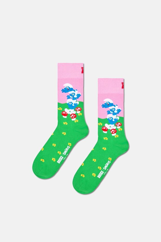 - Green Smurfs Patterned Cotton Socks