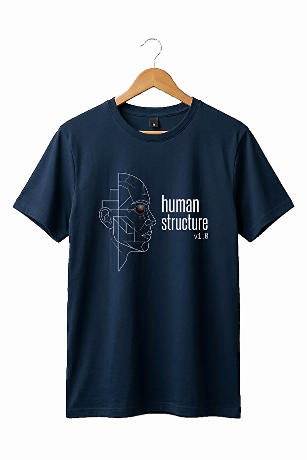 Human Structure Minimalist Graphic Printed 100% Cotton Crew Neck Basic Tshirt