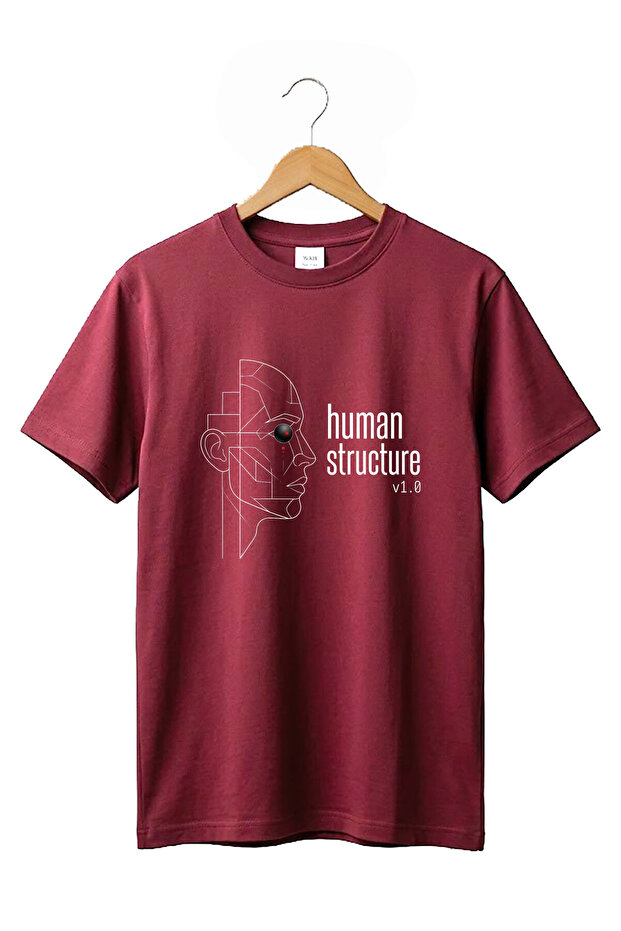 Human Structure Minimalist Graphic Printed 100% Cotton Crew Neck Basic Tshirt