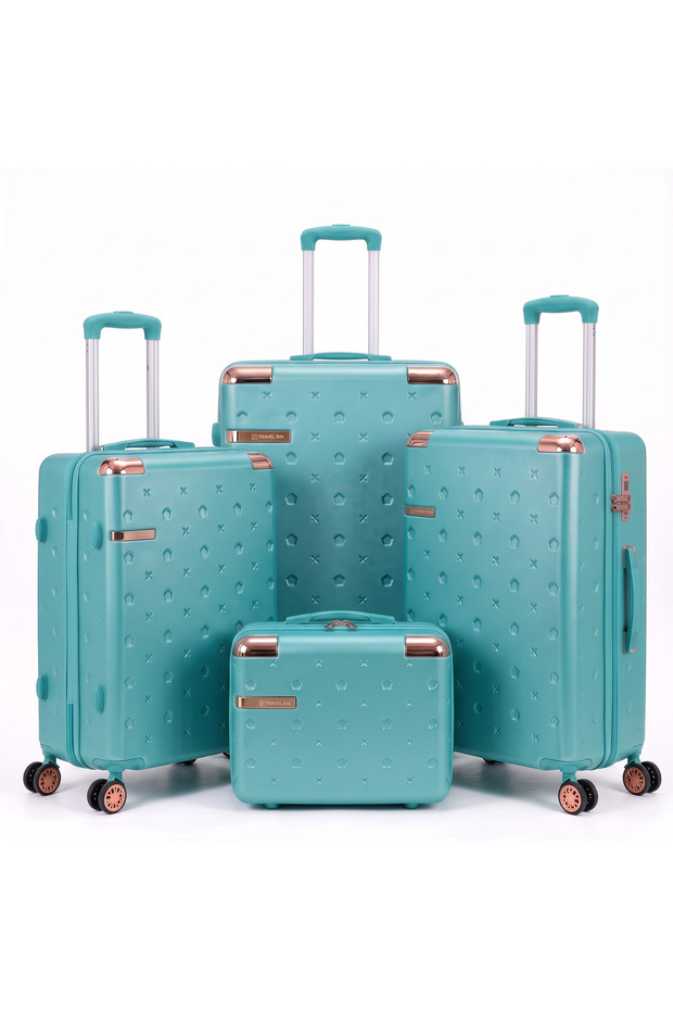 4PC ABS Hardside Luggage Set 14/20/24/28 Inch | Lightweight Carry-On & Checked Suitcase with TSA Lock & 360° Spinner Wheels, Includes Travel Makeup Case, Unisex Luggage Set for All Travelers
