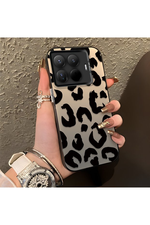 Mi 15t Pro Compatible Black Leopard Print Silicone Phone Case, Shock Protection
