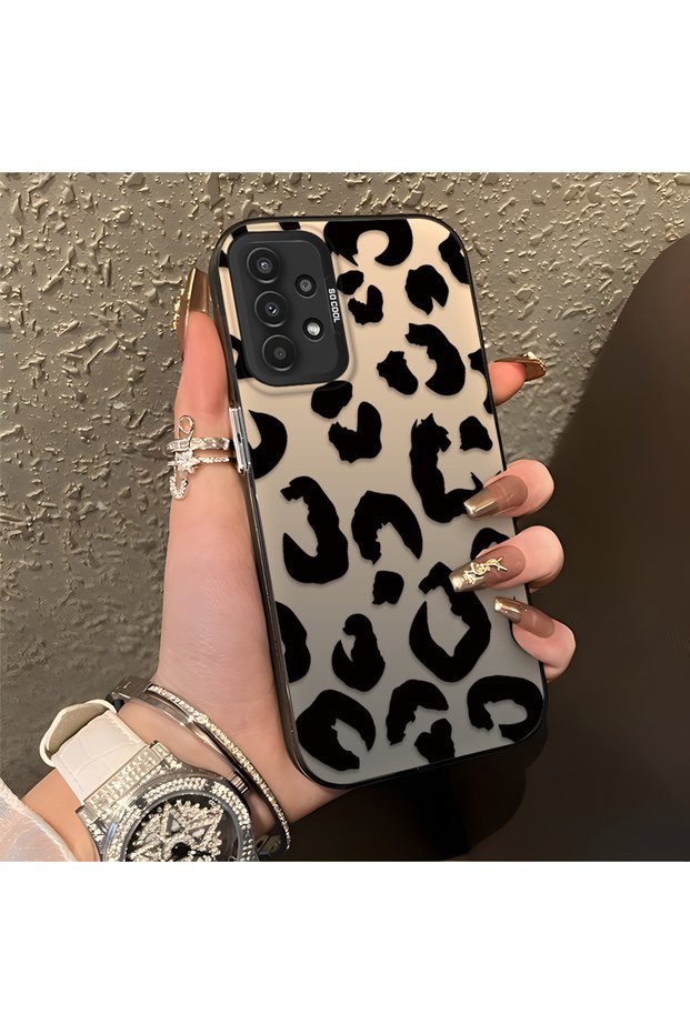 Samsung Galaxy A04S Compatible Black Leopard Printed Silicone Phone Case, Shock Protection