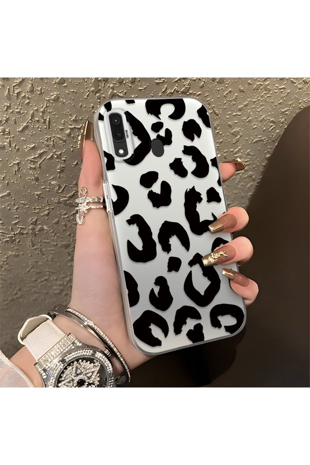 Samsung Galaxy A30/A20 Compatible Black Leopard Printed Silicone Phone Case, Shock Protection