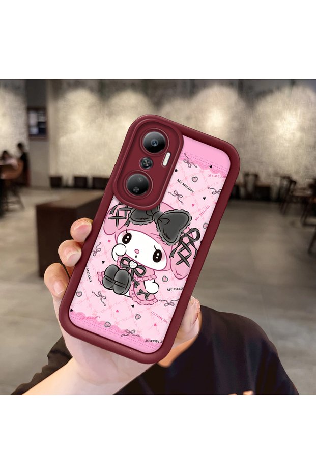 Infinix Hot 20 Compatible Case Camera Protector Cartoon Pattern Maroon Lover Couple Silicone Phone Case