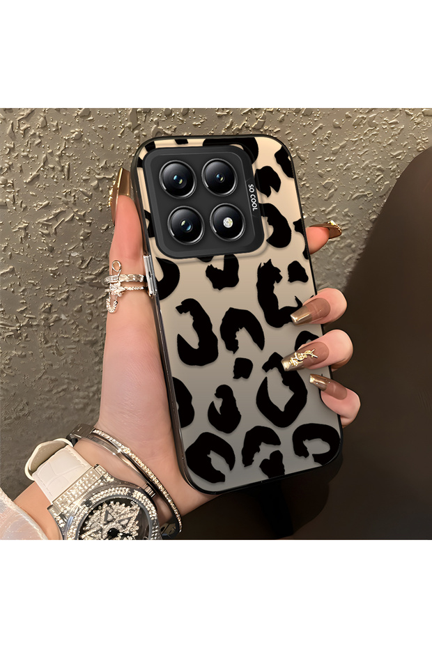 Mi 14t Pro Compatible Black Leopard Print Silicone Phone Case, Shock Protection