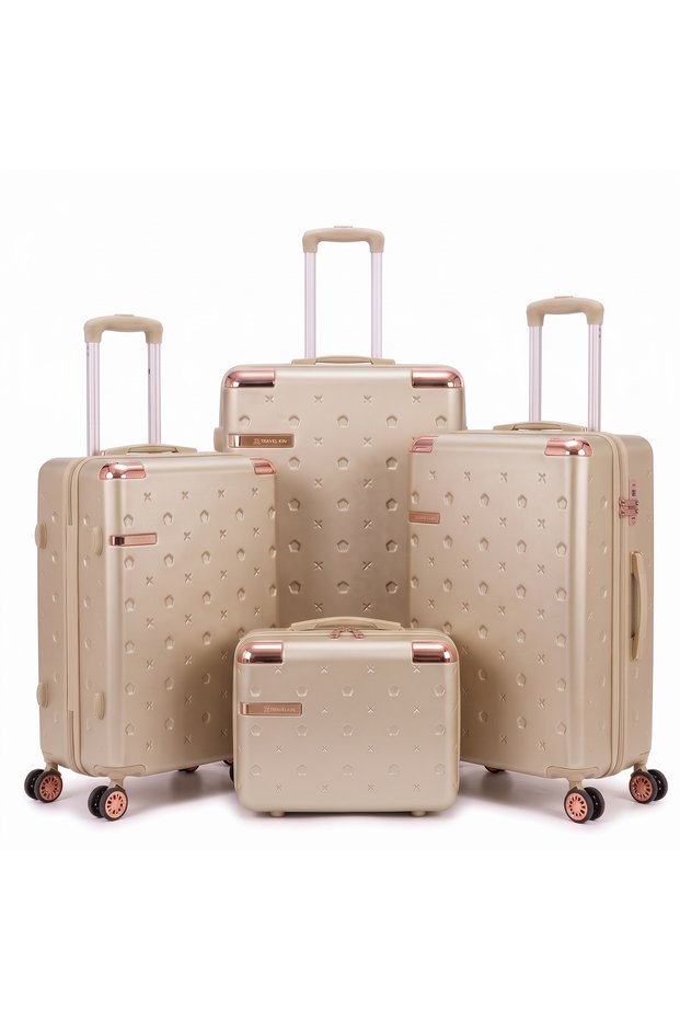 4PC ABS Hardside Luggage Set 14/20/24/28 Inch | Lightweight Carry-On & Checked Suitcase with TSA Lock & 360° Spinner Wheels, Includes Travel Makeup Case, Unisex Luggage Set for All Travelers
