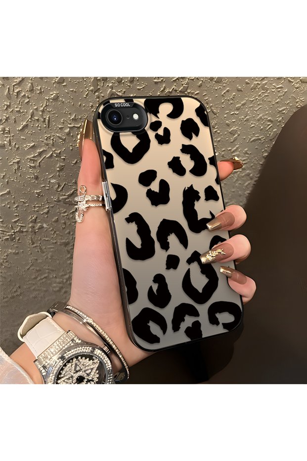 iPhone 7/8/Se 2020 2022 Compatible Black Leopard Print Silicone Phone Case, Shock Protection