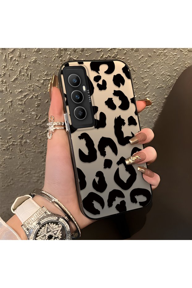 Realme C65 4g Compatible Black Leopard Print Silicone Phone Case, Shock Protection