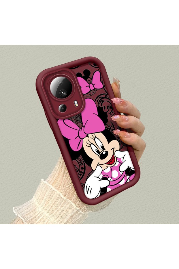 Xiaomi Mi 13 Lite Compatible Case Camera Protector Cartoon Pattern Maroon Lover Couple Silicone Phone Case