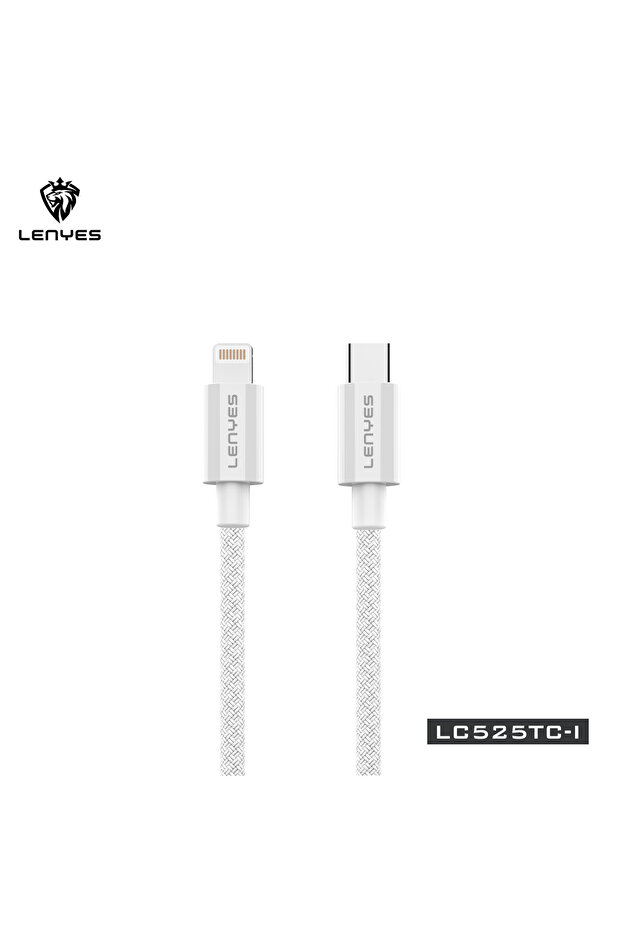 كابل شحن سريع |   كابل بيانات وشحن مجدول من نوع USB-C إلى Lightning بقوة 3 أمبير |   25 سم