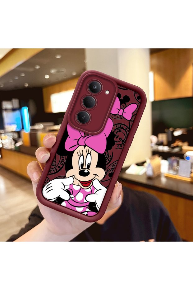 Redmi 15 5g Compatible Case Camera Protector Cartoon Pattern Maroon Lover Couple Silicone Phone Case