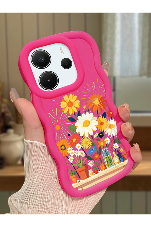 Case for Redmi Note 14 4g Compatible Case Camera Protective Red Silicone Lover Couple Phone Case Floral Case