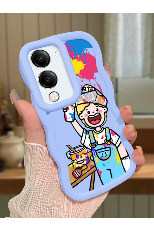 Vivo Y19S Compatible Case Camera Protective Blue Silicone Couple Phone Case Cartoon Pattern