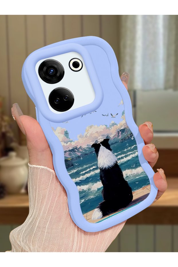 Tecno Camon 20 Pro 4g Compatible Case Camera Protector Blue Silicone Dear Couple Phone Case Dog Pattern