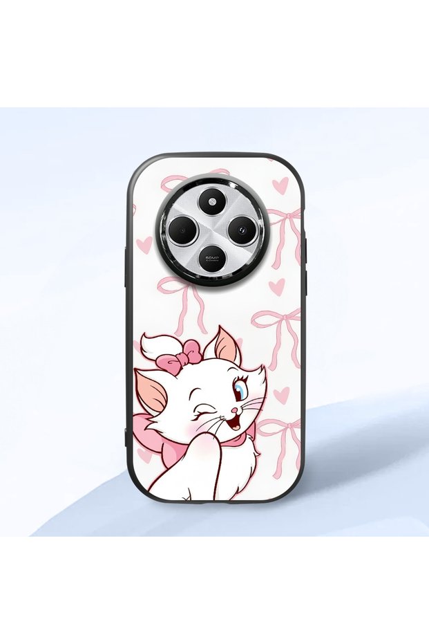 Redmi 14C Compatible Case Camera Protective Black Cartoon Patterned Silicone Couple Phone Case