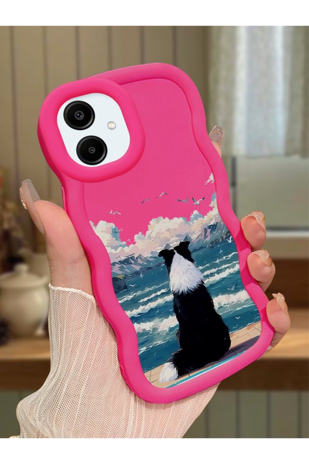 Samsung Galaxy A06 Compatible Case Camera Protector Red Silicone Lover Couple Phone Case Dog Pattern