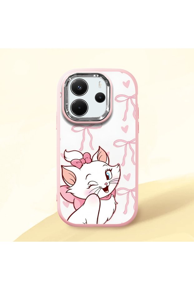 Redmi Note 14 4g Compatible Case Camera Protective Pink Cardoon Patterned Silicone Couple Phone Case