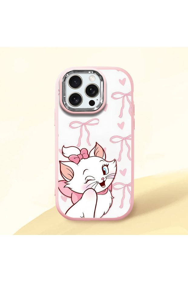 iPhone 15 Pro Max Compatible Case Camera Protective Pink Cartoon Pattern Silicone Lover Couple Phone Case