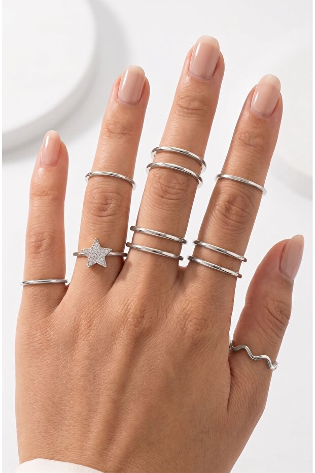 11-Piece Zircon Ring Set