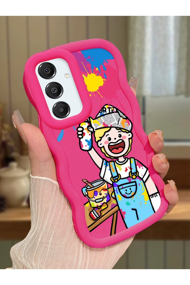 Samsung Galaxy A16 Compatible Case Camera Protective Red Silicone Couple Phone Case Cartoon Pattern