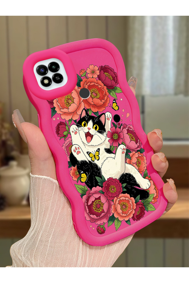 Poco C31 Compatible Case Camera Protector Red Silicone Lover Couple Phone Case Cat Case
