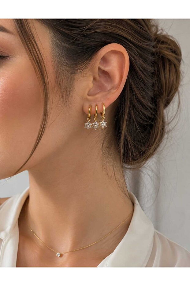 Xuping Single Hole Triple Earring Look Women's Earrings