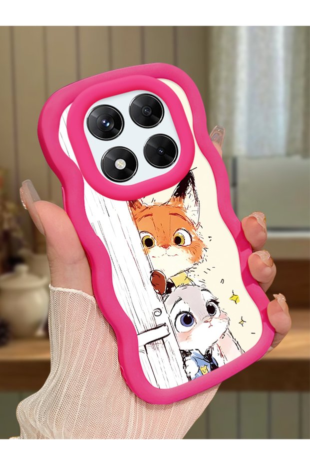 Case for Redmi Note 14 Pro 4g Compatible Case Camera Protective Red Silicone Lover Couple Phone Case Cartoon Pattern