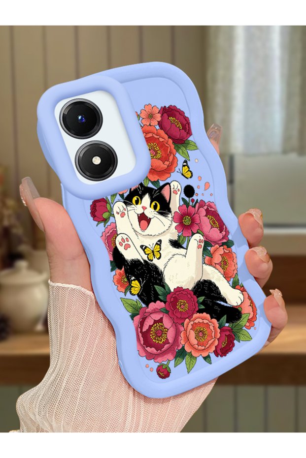 Vivo Y02S Compatible Case Camera Protector Blue Silicone Lover Couple Phone Case Cat Case