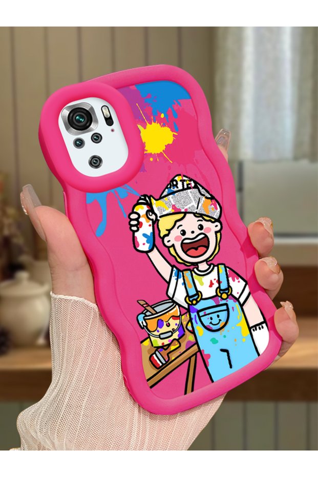 Poco M5S Compatible Case Camera Protector Red Silicone Lover Couple Phone Case Cartoon Pattern